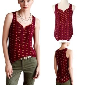 Anthropologie Maeve Sleeveless Top With Lips Spring Summer‎ Size 0